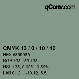 Color code: CMYK 13 / 0 / 10 / 40 | qconv.com