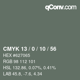 Color code: CMYK 13 / 0 / 10 / 56 | qconv.com