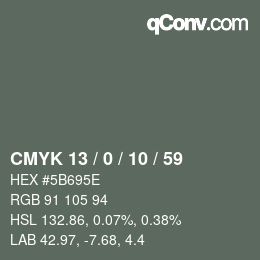 Color code: CMYK 13 / 0 / 10 / 59 | qconv.com