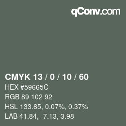 颜色代码: CMYK 13 / 0 / 10 / 60 | qconv.com
