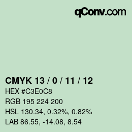 颜色代码: CMYK 13 / 0 / 11 / 12 | qconv.com