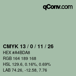 Color code: CMYK 13 / 0 / 11 / 26 | qconv.com