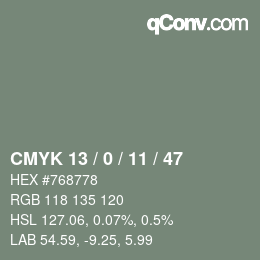 颜色代码: CMYK 13 / 0 / 11 / 47 | qconv.com
