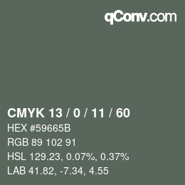 Color code: CMYK 13 / 0 / 11 / 60 | qconv.com