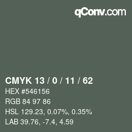 カラーコード: CMYK 13 / 0 / 11 / 62 | qconv.com