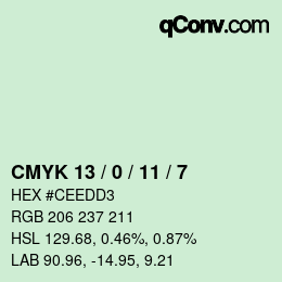 カラーコード: CMYK 13 / 0 / 11 / 7 | qconv.com