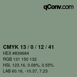 Color code: CMYK 13 / 0 / 12 / 41 | qconv.com