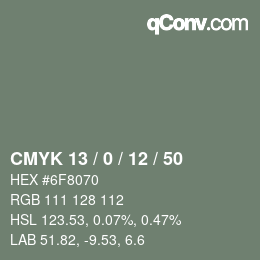 Color code: CMYK 13 / 0 / 12 / 50 | qconv.com