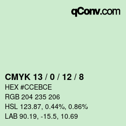 カラーコード: CMYK 13 / 0 / 12 / 8 | qconv.com