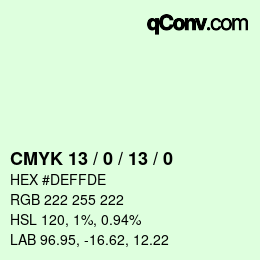 颜色代码: CMYK 13 / 0 / 13 / 0 | qconv.com