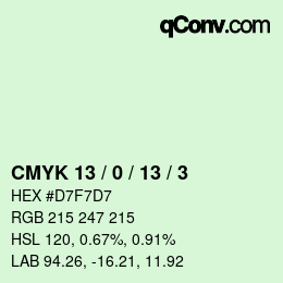 カラーコード: CMYK 13 / 0 / 13 / 3 | qconv.com