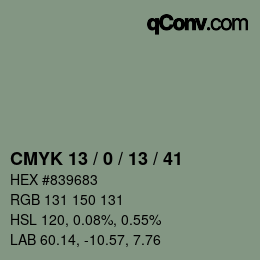 Color code: CMYK 13 / 0 / 13 / 41 | qconv.com