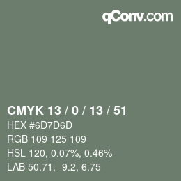 Color code: CMYK 13 / 0 / 13 / 51 | qconv.com