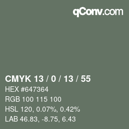 颜色代码: CMYK 13 / 0 / 13 / 55 | qconv.com