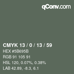 Color code: CMYK 13 / 0 / 13 / 59 | qconv.com
