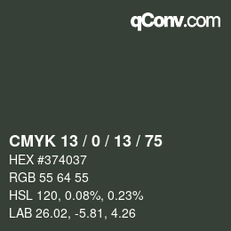 カラーコード: CMYK 13 / 0 / 13 / 75 | qconv.com