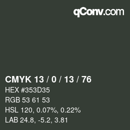 カラーコード: CMYK 13 / 0 / 13 / 76 | qconv.com