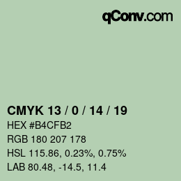 カラーコード: CMYK 13 / 0 / 14 / 19 | qconv.com