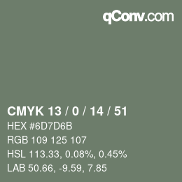 カラーコード: CMYK 13 / 0 / 14 / 51 | qconv.com