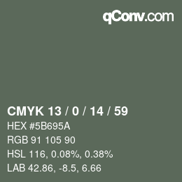 Color code: CMYK 13 / 0 / 14 / 59 | qconv.com