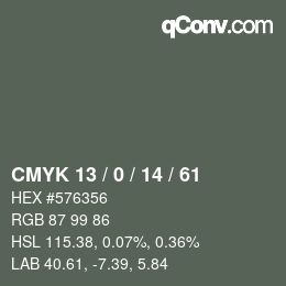 Color code: CMYK 13 / 0 / 14 / 61 | qconv.com