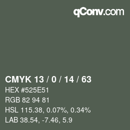 Color code: CMYK 13 / 0 / 14 / 63 | qconv.com