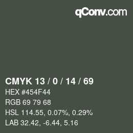 Color code: CMYK 13 / 0 / 14 / 69 | qconv.com