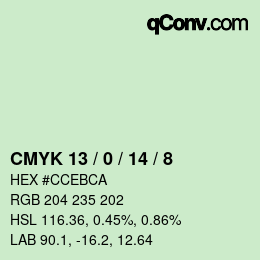 カラーコード: CMYK 13 / 0 / 14 / 8 | qconv.com