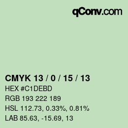 颜色代码: CMYK 13 / 0 / 15 / 13 | qconv.com