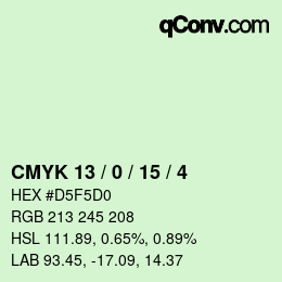 カラーコード: CMYK 13 / 0 / 15 / 4 | qconv.com