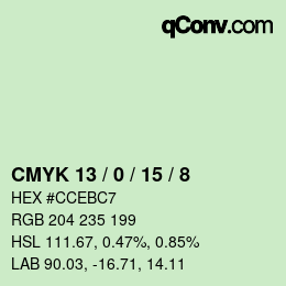 颜色代码: CMYK 13 / 0 / 15 / 8 | qconv.com