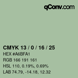 Color code: CMYK 13 / 0 / 16 / 25 | qconv.com