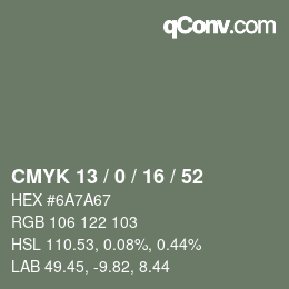 颜色代码: CMYK 13 / 0 / 16 / 52 | qconv.com