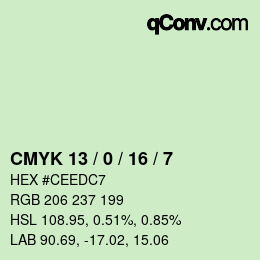 Color code: CMYK 13 / 0 / 16 / 7 | qconv.com