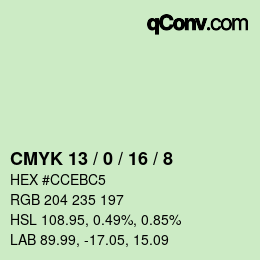 Color code: CMYK 13 / 0 / 16 / 8 | qconv.com