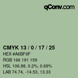 Color code: CMYK 13 / 0 / 17 / 25 | qconv.com