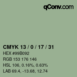 Farbcode: CMYK 13 / 0 / 17 / 31 | qconv.com