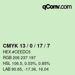 Color code: CMYK 13 / 0 / 17 / 7 | qconv.com