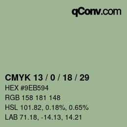 カラーコード: CMYK 13 / 0 / 18 / 29 | qconv.com