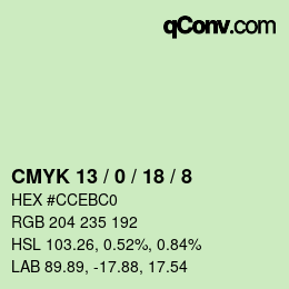 Color code: CMYK 13 / 0 / 18 / 8 | qconv.com