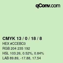 Color code: CMYK 13 / 0 / 18 / 8 | qconv.com