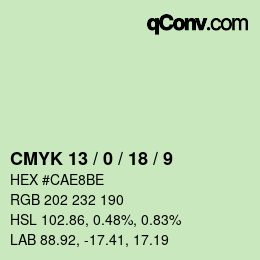 カラーコード: CMYK 13 / 0 / 18 / 9 | qconv.com