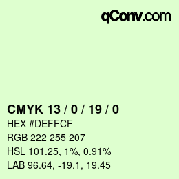 Color code: CMYK 13 / 0 / 19 / 0 | qconv.com