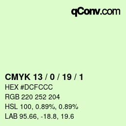 颜色代码: CMYK 13 / 0 / 19 / 1 | qconv.com