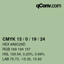 颜色代码: CMYK 13 / 0 / 19 / 24 | qconv.com