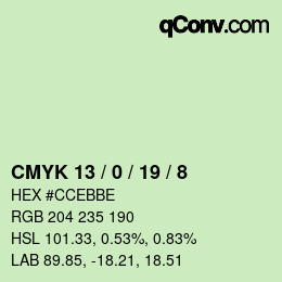 Color code: CMYK 13 / 0 / 19 / 8 | qconv.com