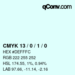 Color code: CMYK 13 / 0 / 1 / 0 | qconv.com