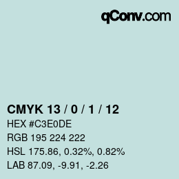 Color code: CMYK 13 / 0 / 1 / 12 | qconv.com