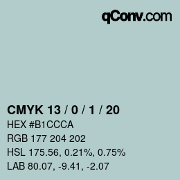 颜色代码: CMYK 13 / 0 / 1 / 20 | qconv.com
