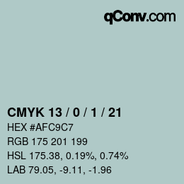 カラーコード: CMYK 13 / 0 / 1 / 21 | qconv.com